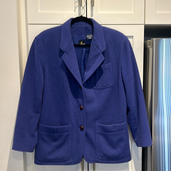 Vintage LizSport Petite Wool Blend Blazer, Periwinkle, Women size S Petit - Picture 3 of 15